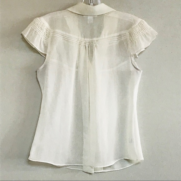Ann Taylor Loft antique white chiffon blouse - Picture 8 of 10